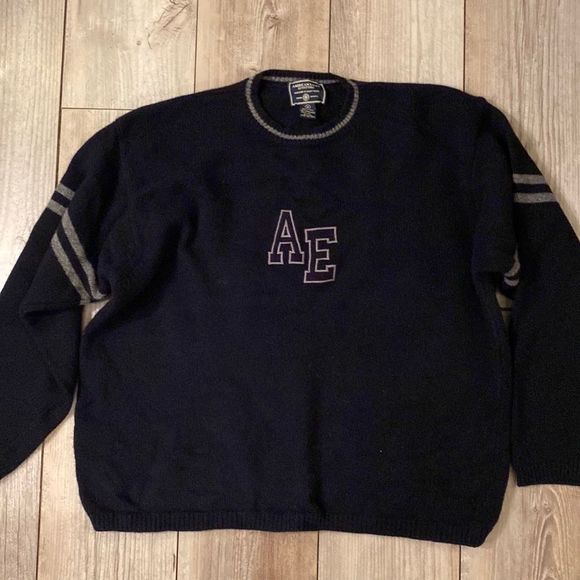 American Eagle Sweater Oversize Cozy Wool Dark Academia Varsity Pullover XL - Picture 1 of 6